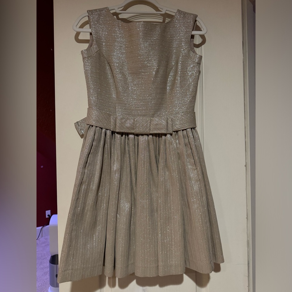 NWT Anthropologie Contrarian NY Gold Cocktail Dress Deep Back V size 0